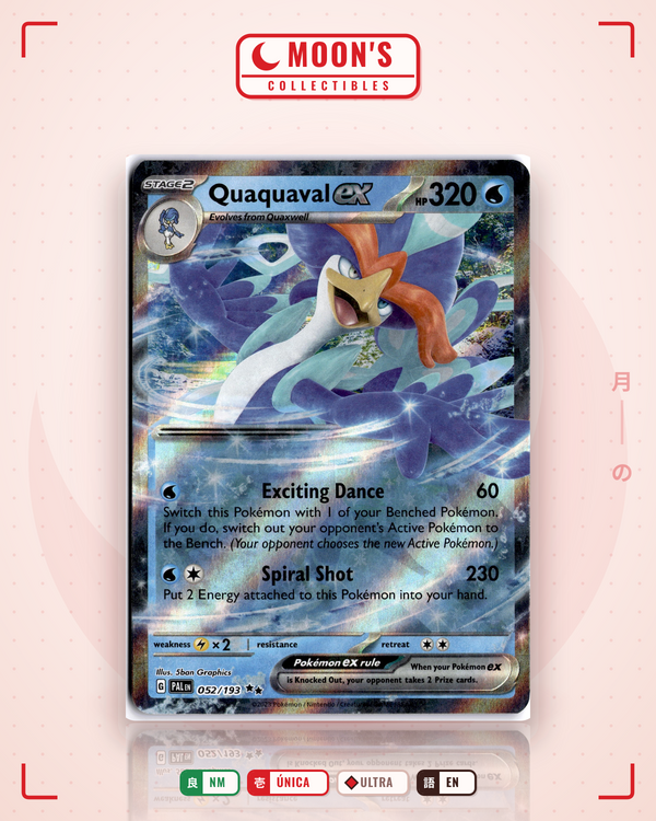 Carta Pokémon Quaquaval ex · Paldea Evolved #052/193 (NM) — pieza única en Moon's Collectibles México