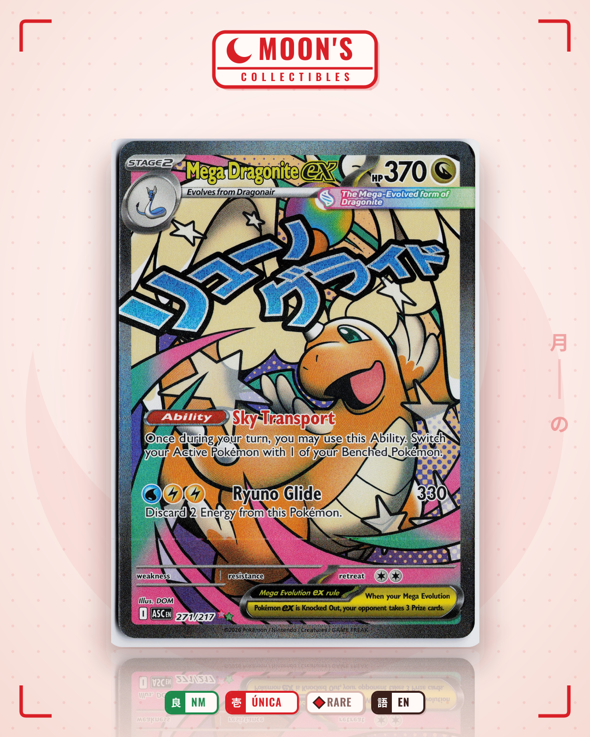 Carta Pokémon Mega Dragonite ex · Ascended Heroes #271/217 (NM) — pieza única en Moon's Collectibles México