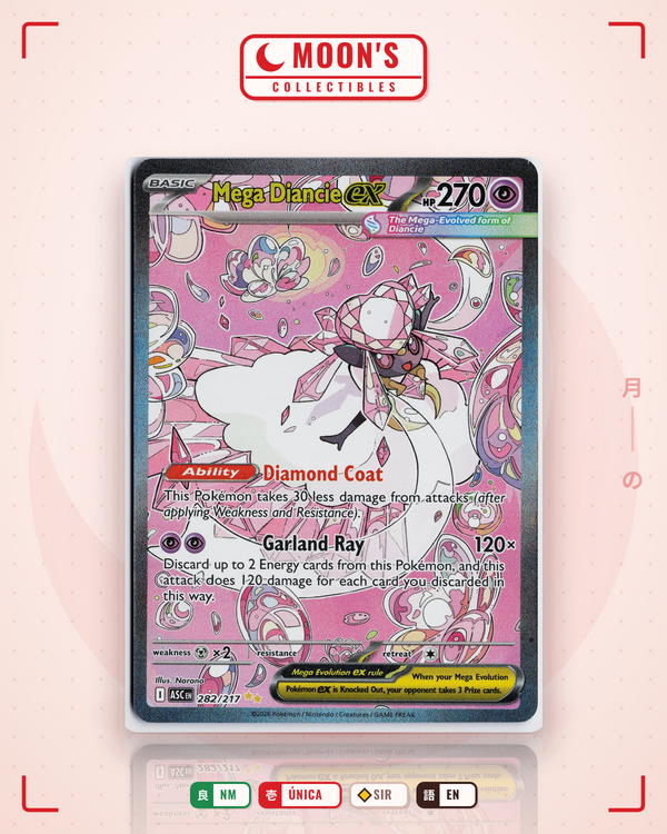 Carta Pokémon Mega Diancie ex · Ascended Heroes #282/217 (NM) — pieza única en Moon's Collectibles México