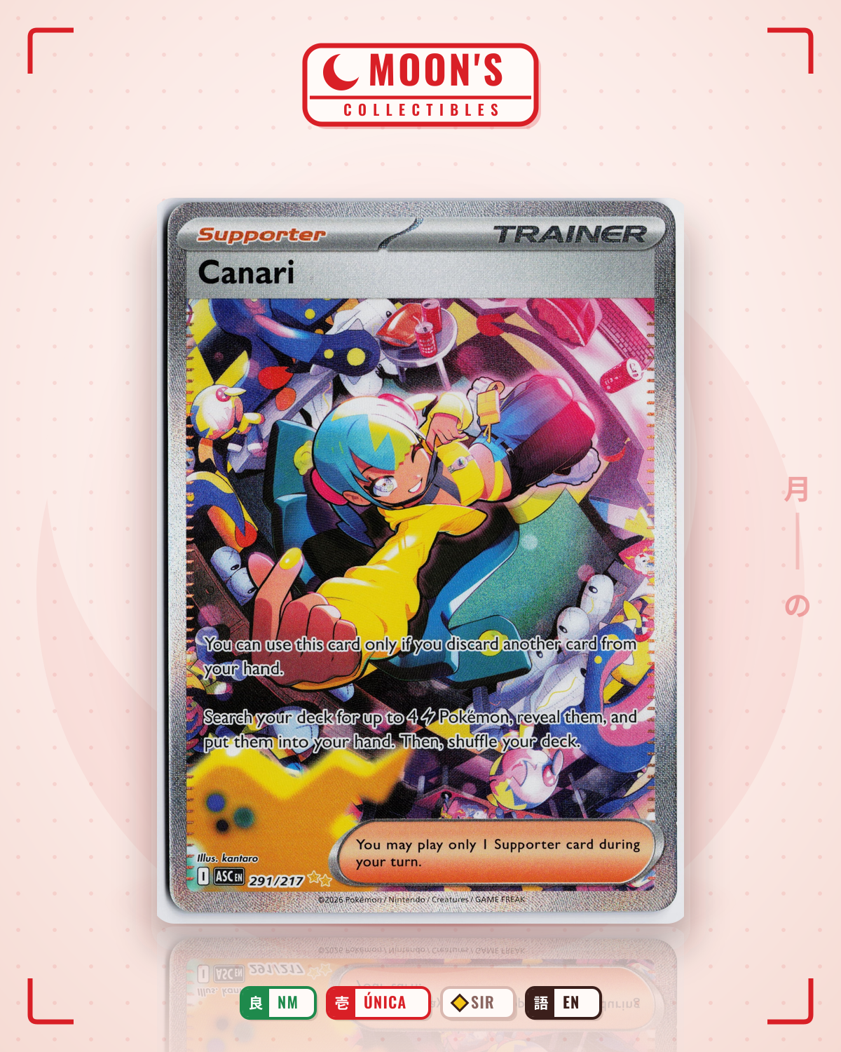 Carta Pokémon Canari · Ascended Heroes #291/217 (NM) — pieza única en Moon's Collectibles México