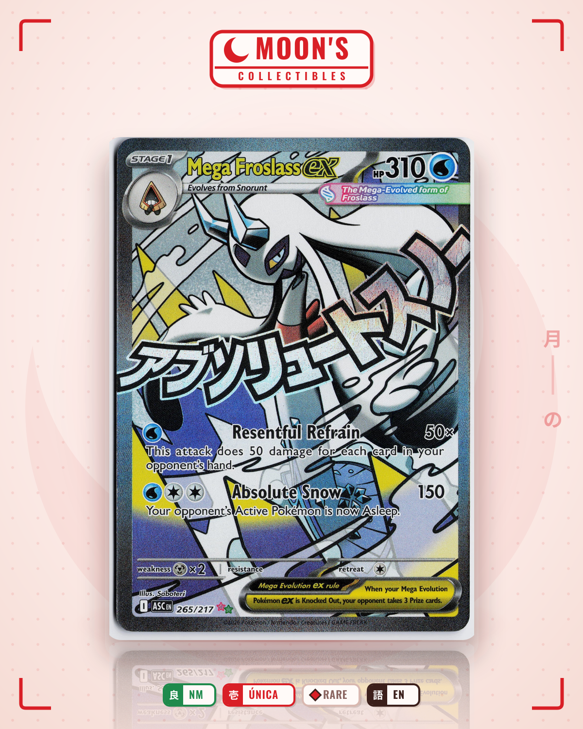 Carta Pokémon Mega Froslass ex · Ascended Heroes #265/217 (NM) — pieza única en Moon's Collectibles México