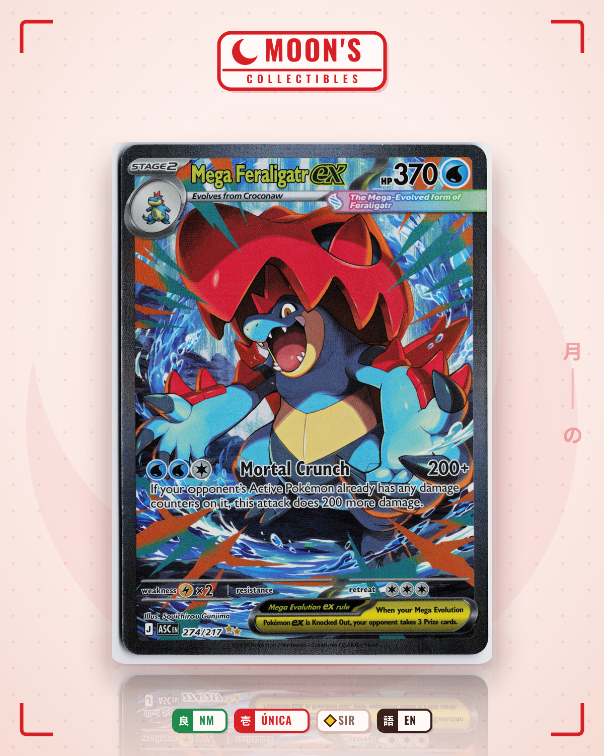 Carta Pokémon Mega Feraligatr ex · Ascended Heroes #274/217 (NM) — pieza única en Moon's Collectibles México