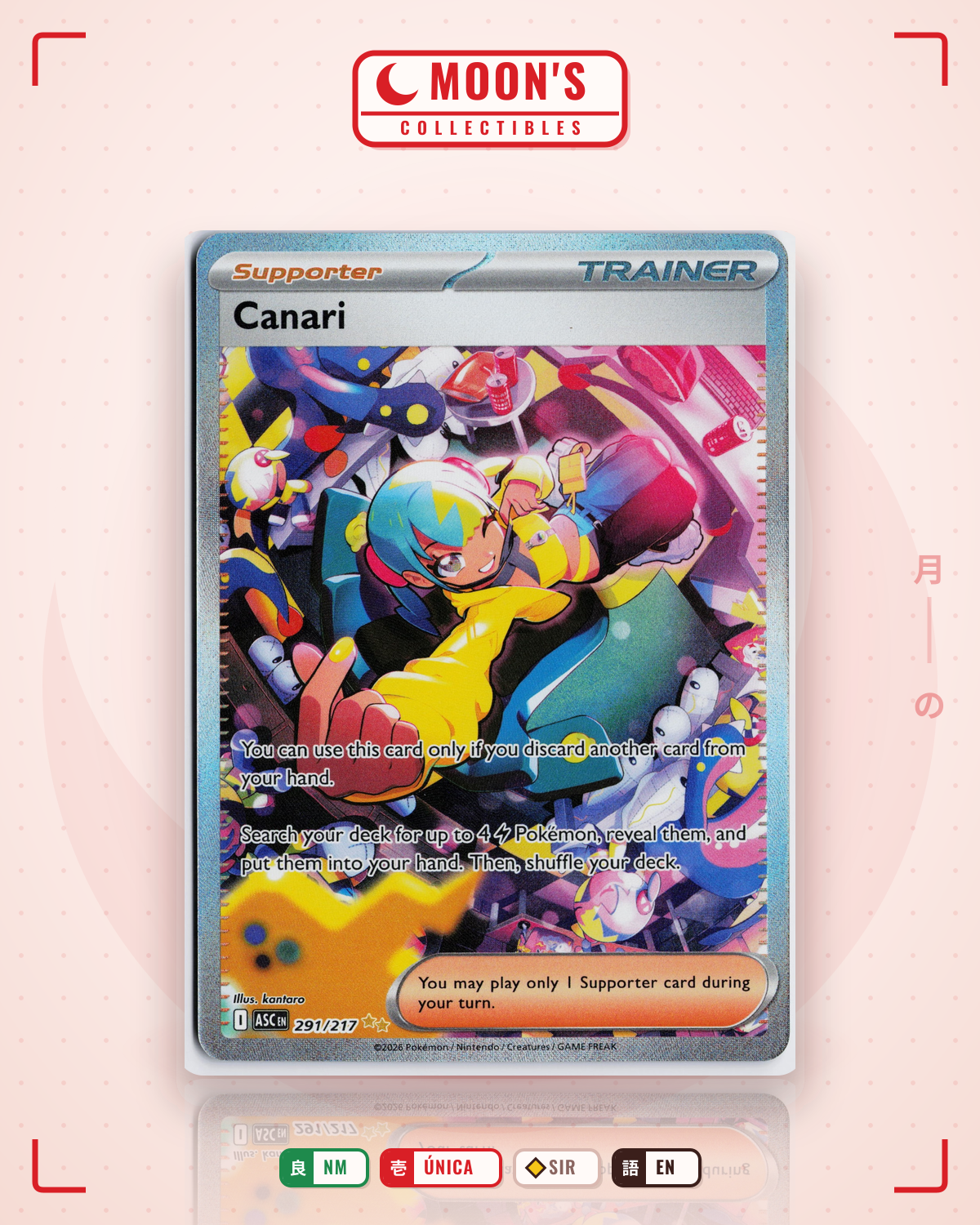 Carta Pokémon Canari · Ascended Heroes #291/217 (NM) — pieza única en Moon's Collectibles México