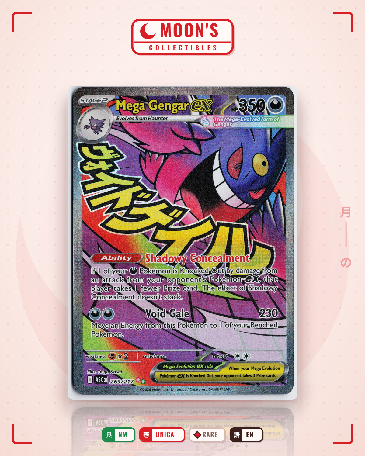 Carta Pokémon Mega Gengar ex · Ascended Heroes #269/217 (NM) — pieza única en Moon's Collectibles México