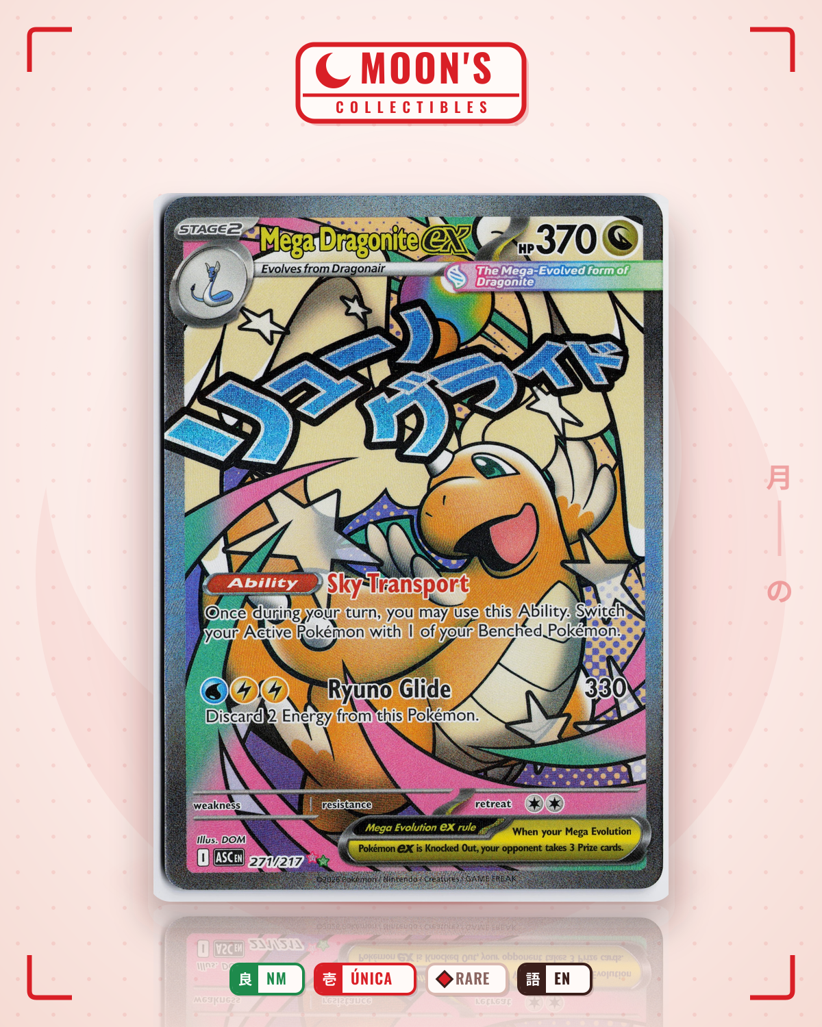 Carta Pokémon Mega Dragonite ex · Ascended Heroes #271/217 (NM) — pieza única en Moon's Collectibles México
