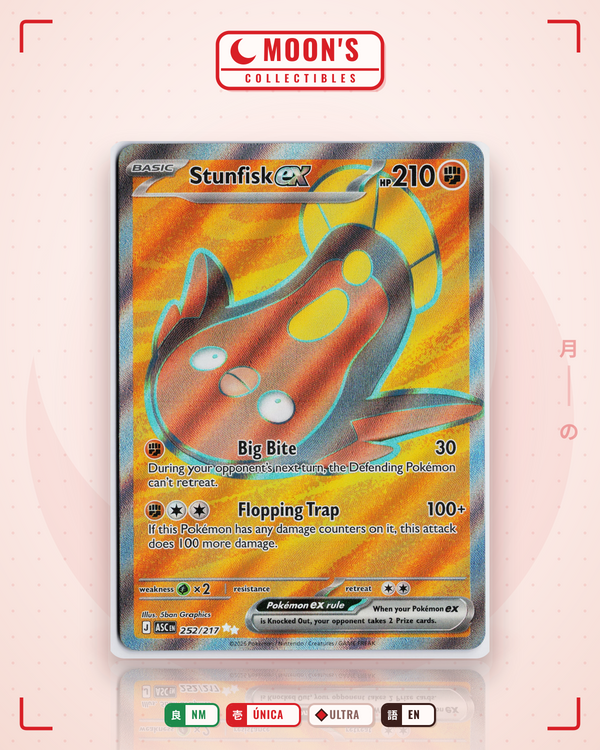 Carta Pokémon Stunfisk ex · Ascended Heroes #252/217 (NM) — pieza única en Moon's Collectibles México