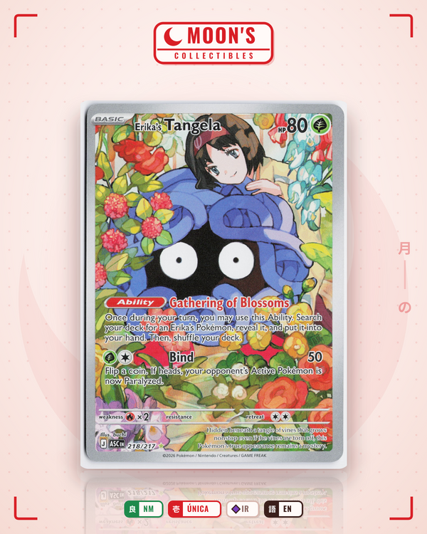 Carta Pokémon Erika's Tangela · Ascended Heroes #218/217 (NM) — pieza única en Moon's Collectibles México