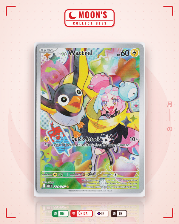 Carta Pokémon Iono's Wattrel · Ascended Heroes #231/217 (NM) — pieza única en Moon's Collectibles México