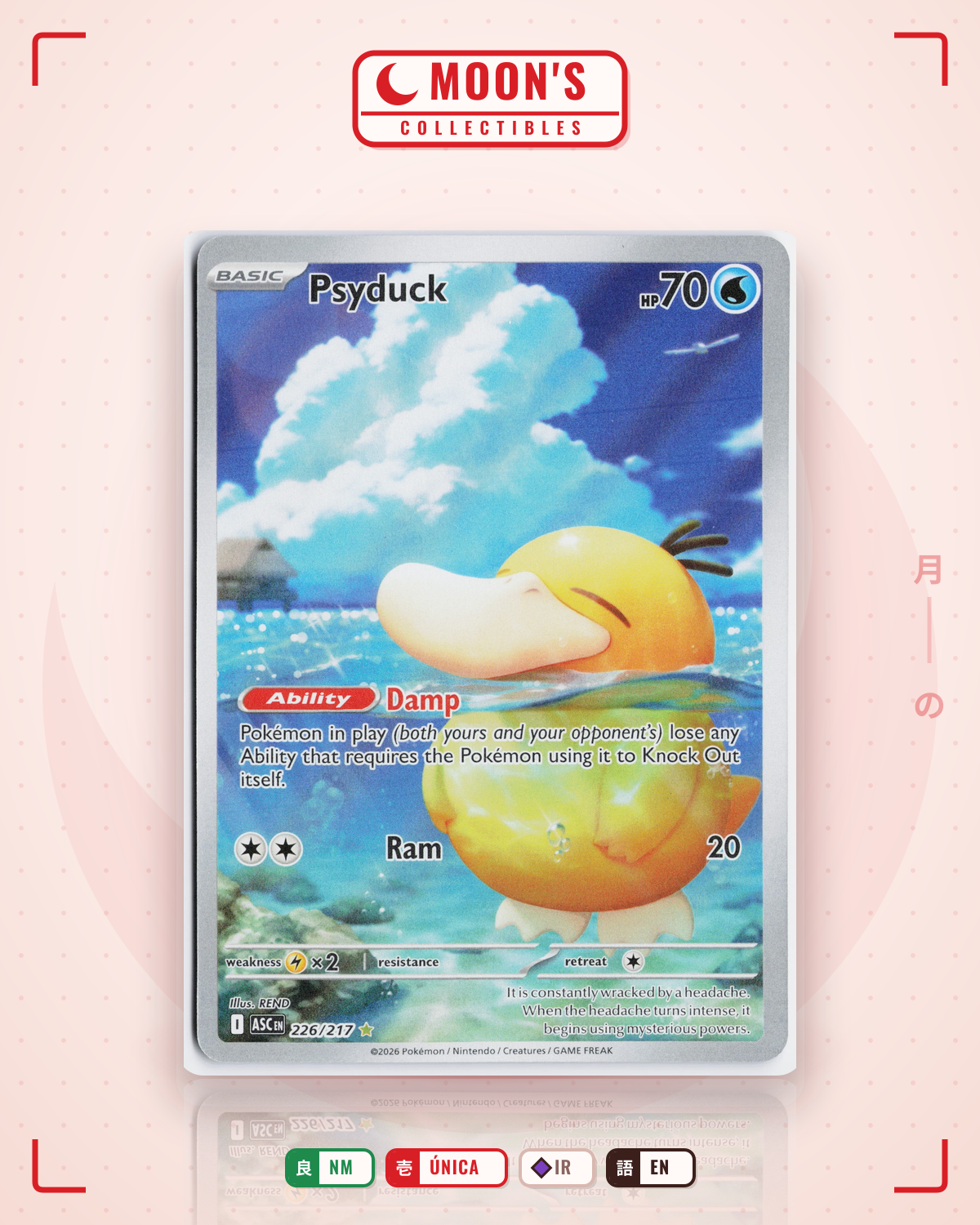 Carta Pokémon Psyduck · Ascended Heroes #226/217 (NM) — pieza única en Moon's Collectibles México