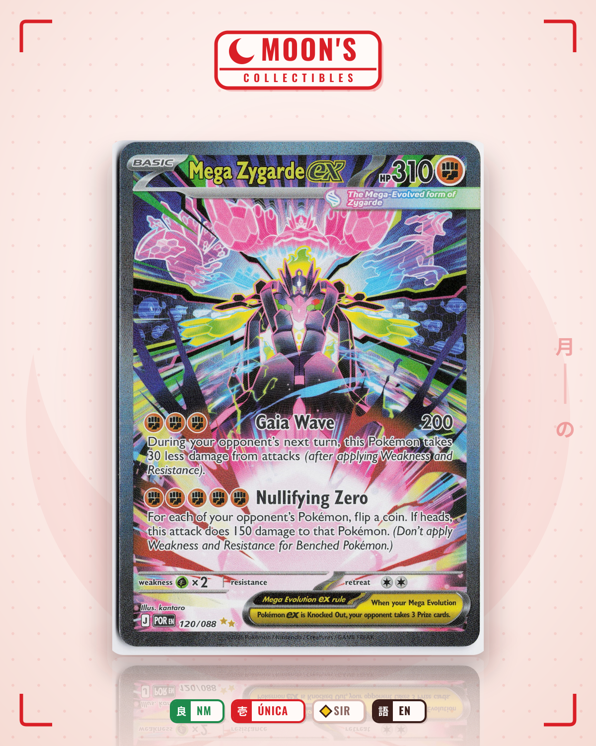 Carta Pokémon Mega Zygarde ex · Perfect Order #120/088 (NM) — pieza única en Moon's Collectibles México