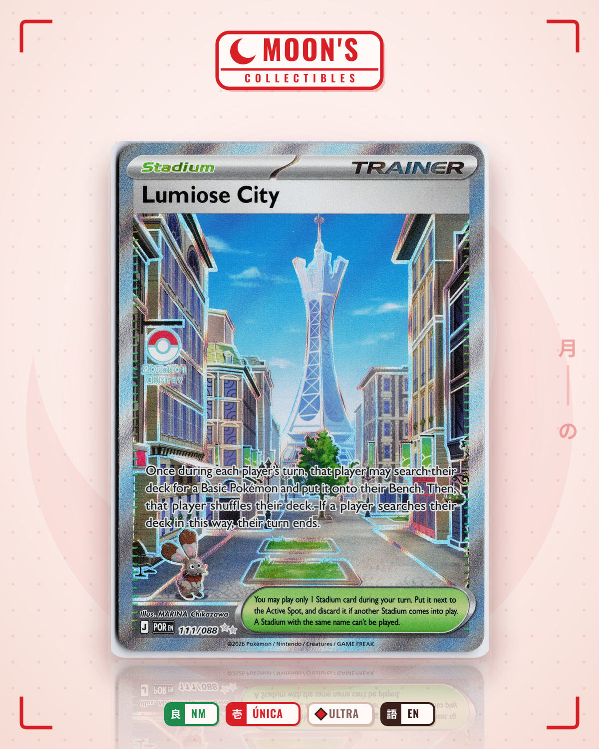 Carta Pokémon Lumiose City · Perfect Order #111/088 (NM) — pieza única en Moon's Collectibles México