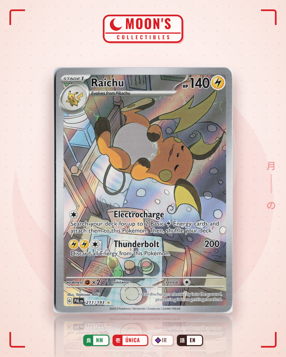 Carta Pokémon Raichu · Paldea Evolved #211/193 (NM) — pieza única en Moon's Collectibles México