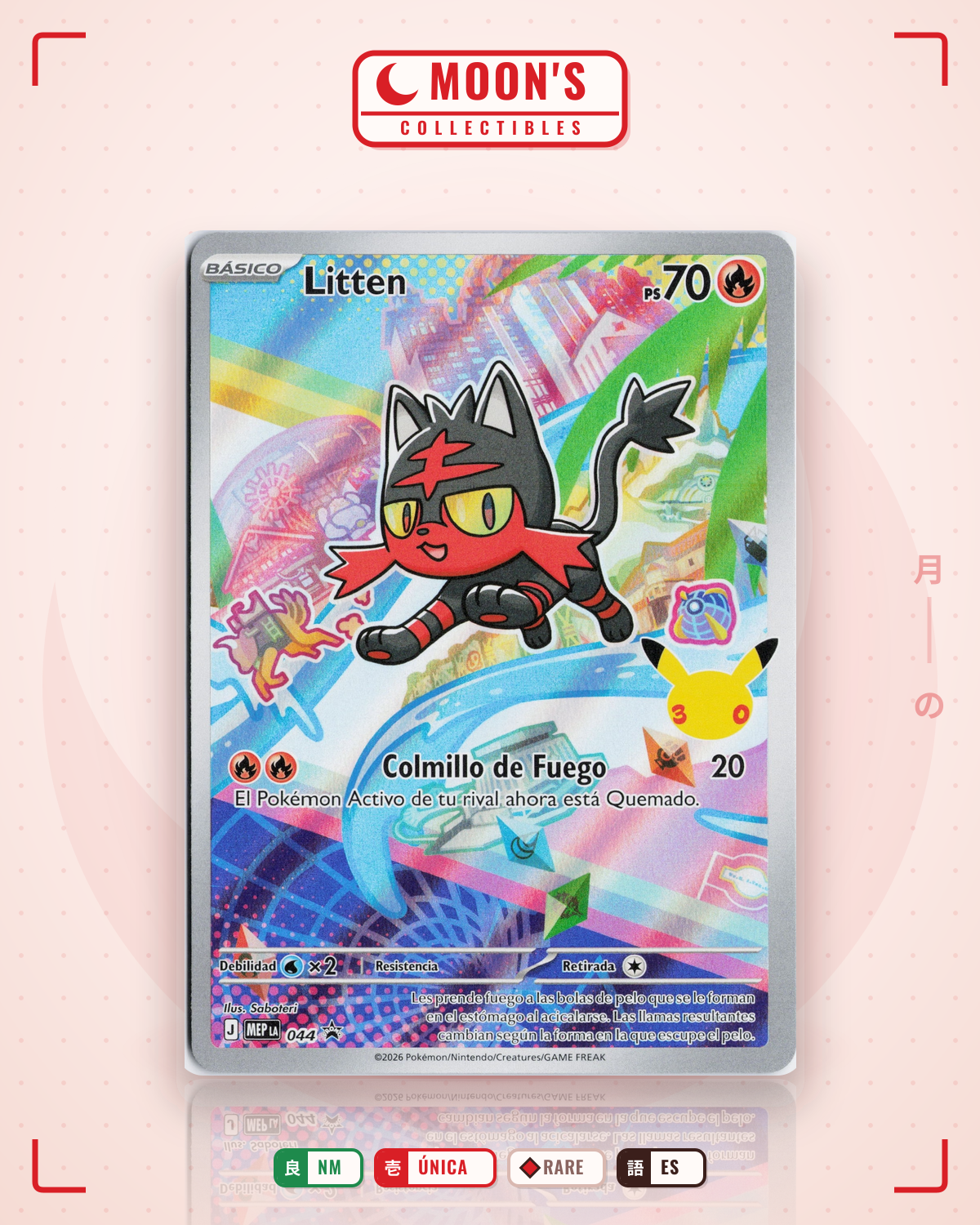 Carta Pokémon Litten · Mega Evolution Black Star Promos #044 (NM) — pieza única en Moon's Collectibles México