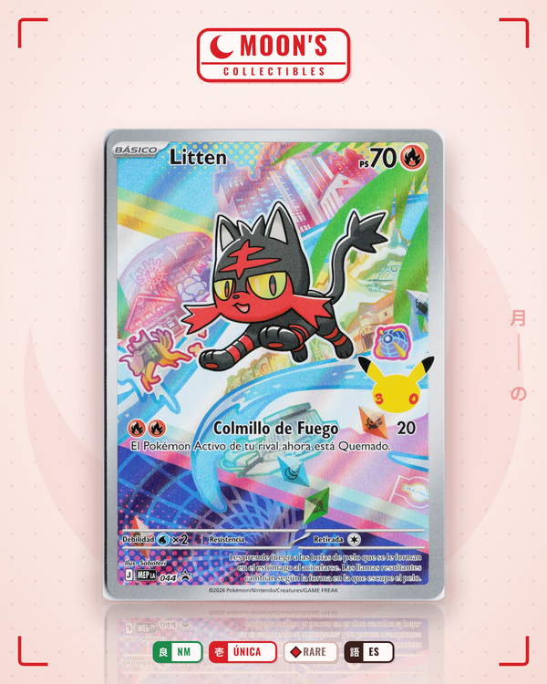 Carta Pokémon Litten · Mega Evolution Black Star Promos #044 (NM) — pieza única en Moon's Collectibles México