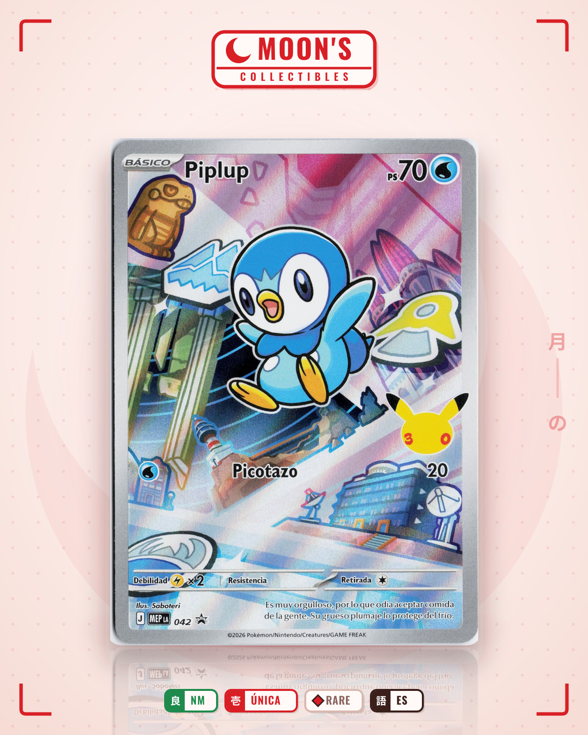 Carta Pokémon Piplup · Mega Evolution Black Star Promos #042 (NM) — pieza única en Moon's Collectibles México