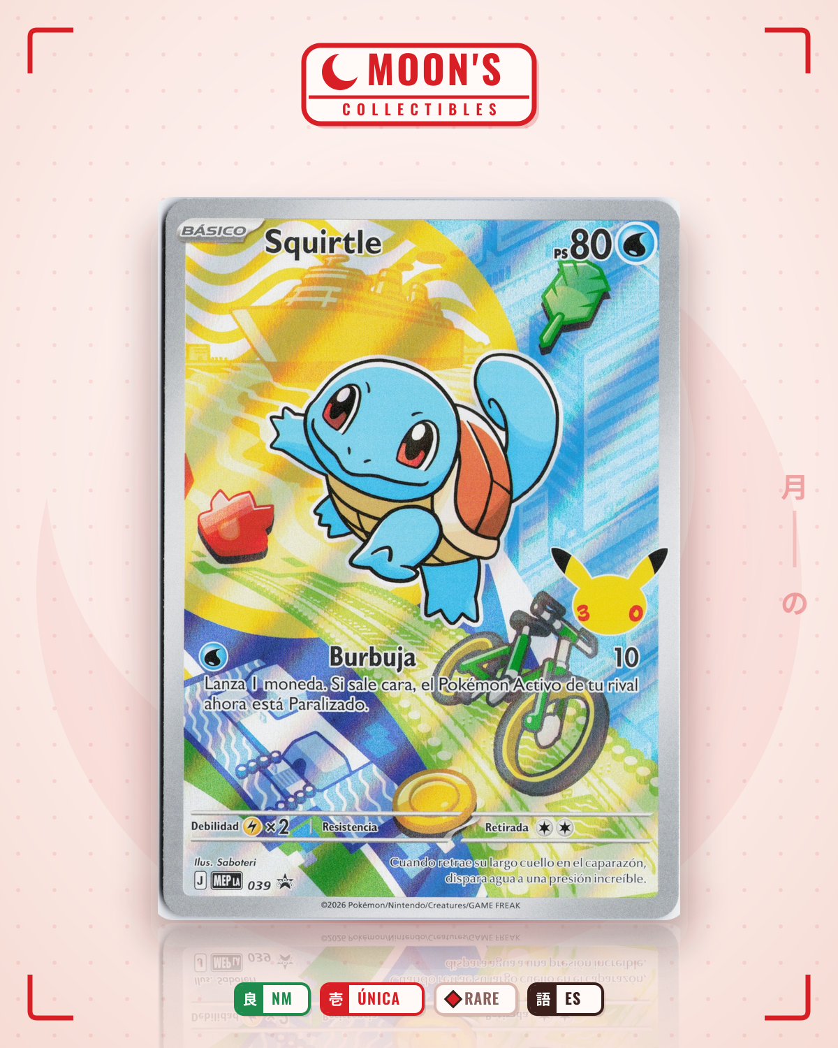 Carta Pokémon Squirtle · Mega Evolution Black Star Promos #039 (NM) — pieza única en Moon's Collectibles México