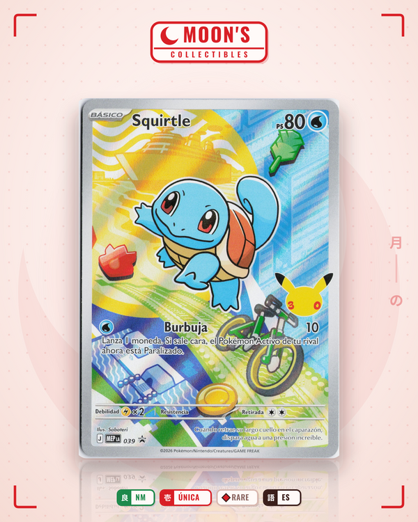 Carta Pokémon Squirtle · Mega Evolution Black Star Promos #039 (NM) — pieza única en Moon's Collectibles México