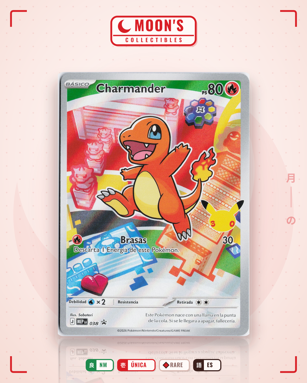 Carta Pokémon Charmander · Mega Evolution Black Star Promos #038 (NM) — pieza única en Moon's Collectibles México