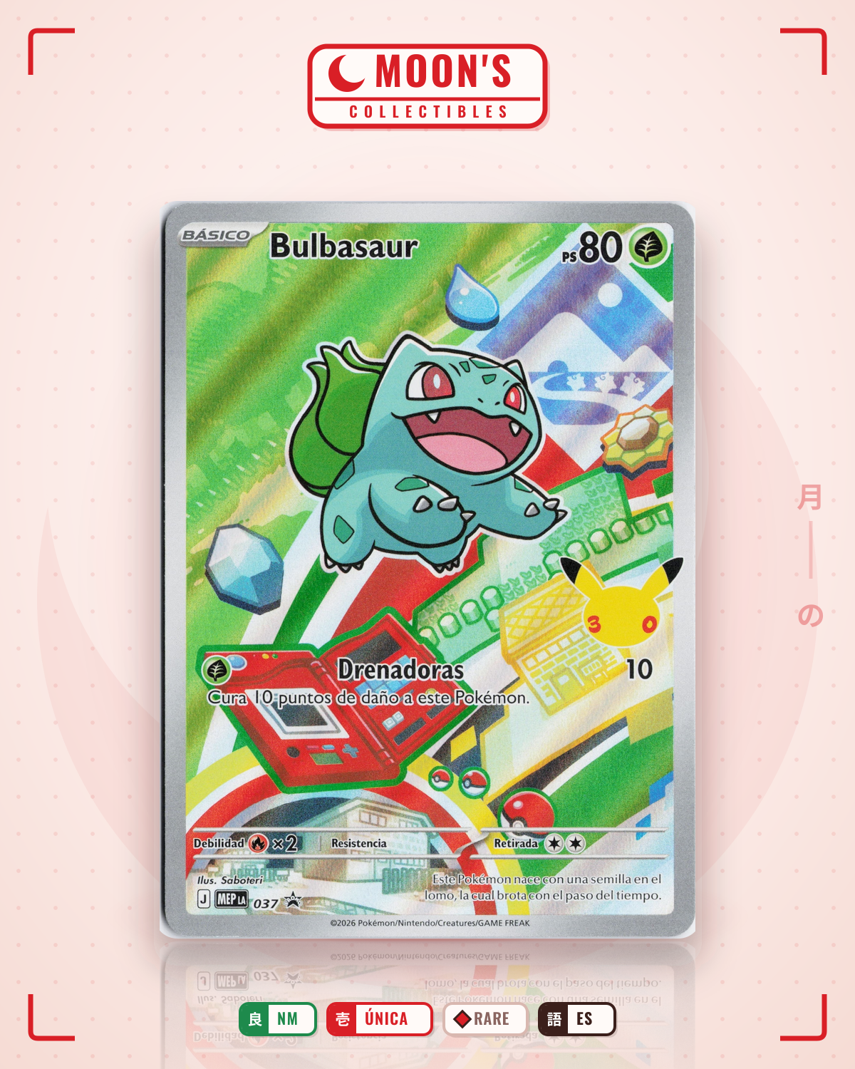 Carta Pokémon Bulbasaur · Mega Evolution Black Star Promos #037 (NM) — pieza única en Moon's Collectibles México