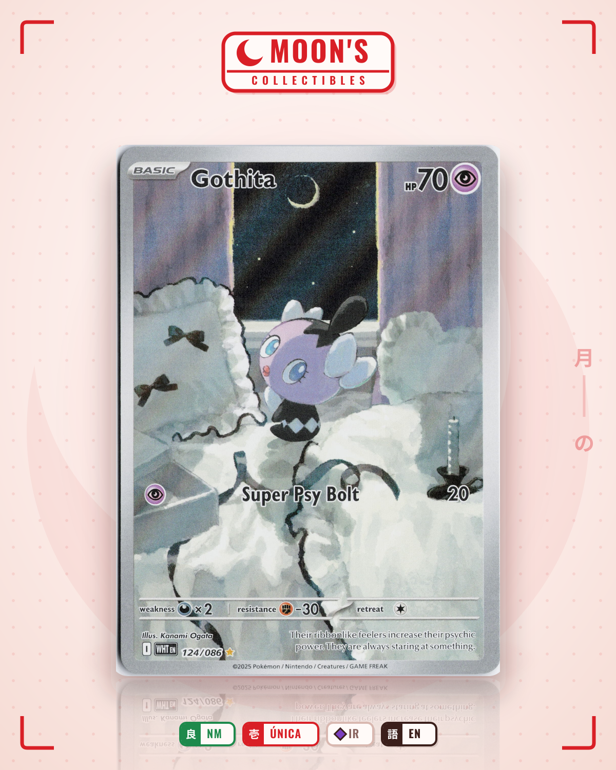 Carta Pokémon Gothita · White Flare #124/086 (NM) — pieza única en Moon's Collectibles México