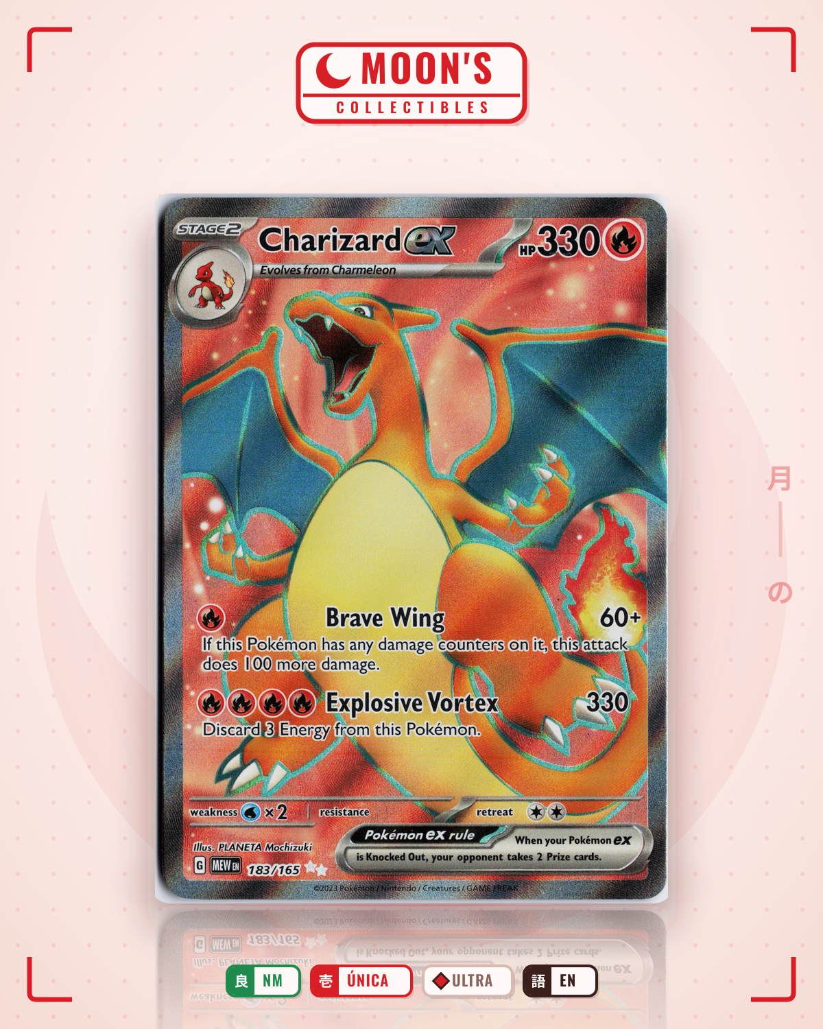 Carta Pokémon Charizard ex · 151 #183/165 (NM) — pieza única en Moon's Collectibles México