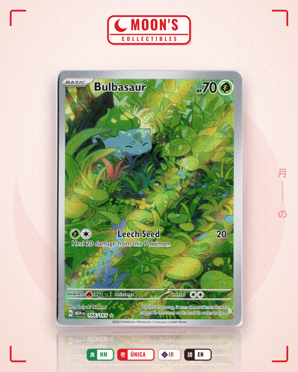 Carta Pokémon Bulbasaur · 151 #166/165 (NM) — pieza única en Moon's Collectibles México