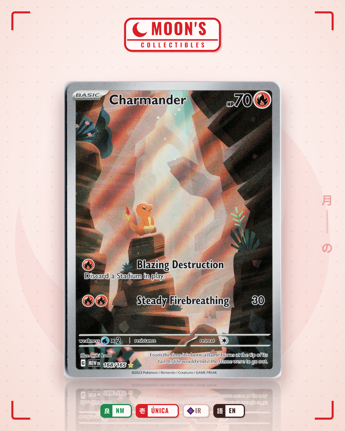 Carta Pokémon Charmander · 151 #168/165 (NM) — pieza única en Moon's Collectibles México