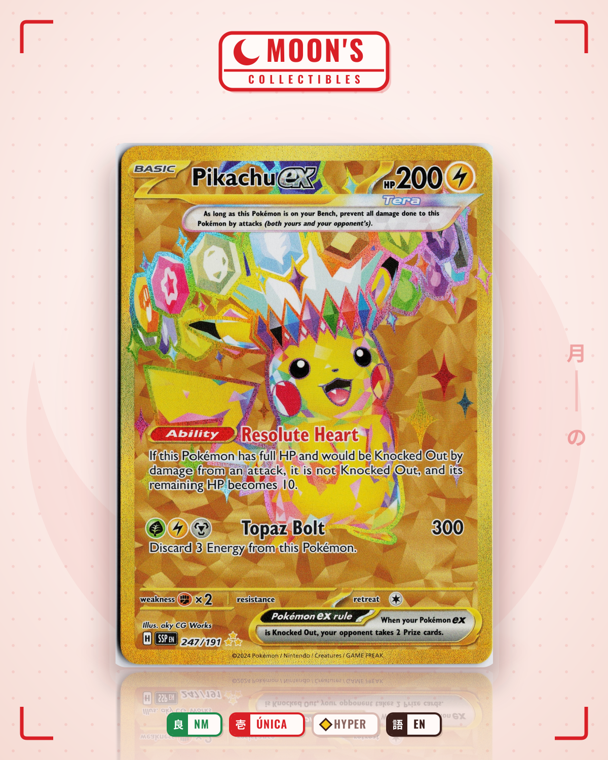 Carta Pokémon Pikachu ex · Surging Sparks #247/191 (NM) — pieza única en Moon's Collectibles México