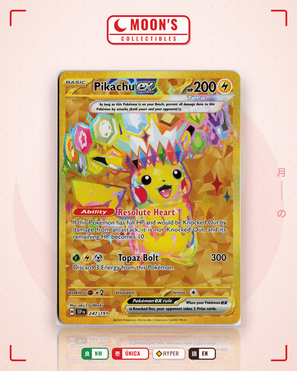 Carta Pokémon Pikachu ex · Surging Sparks #247/191 (NM) — pieza única en Moon's Collectibles México