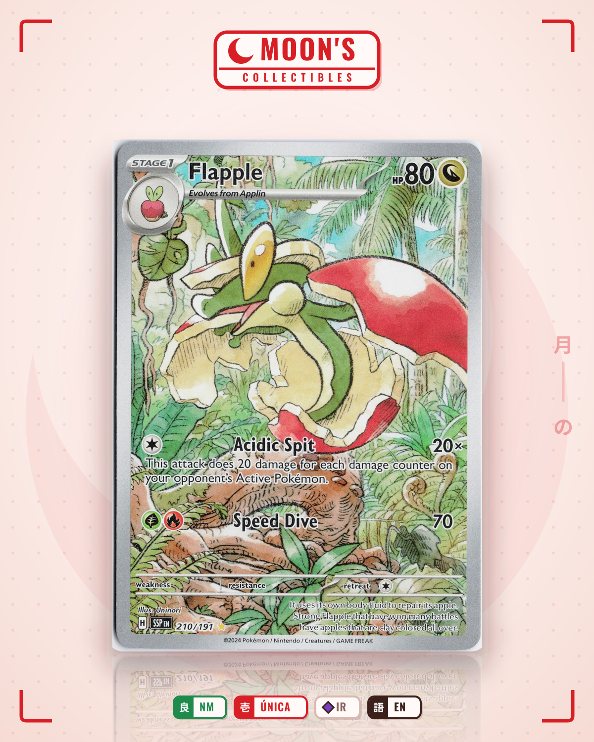 Carta Pokémon Flapple · Surging Sparks #210/191 (NM) — pieza única en Moon's Collectibles México