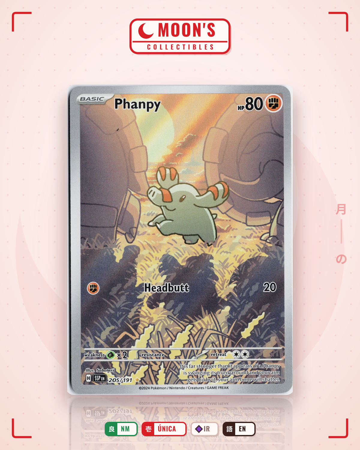 Carta Pokémon Phanpy · Surging Sparks #205/191 (NM) — pieza única en Moon's Collectibles México