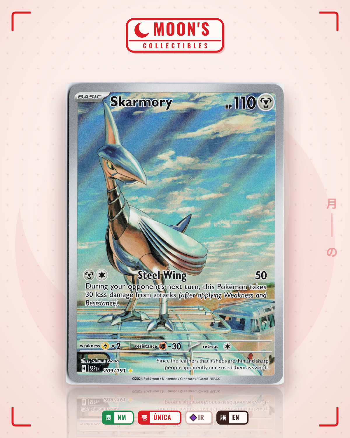 Carta Pokémon Skarmory · Surging Sparks #209/191 (NM) — pieza única en Moon's Collectibles México