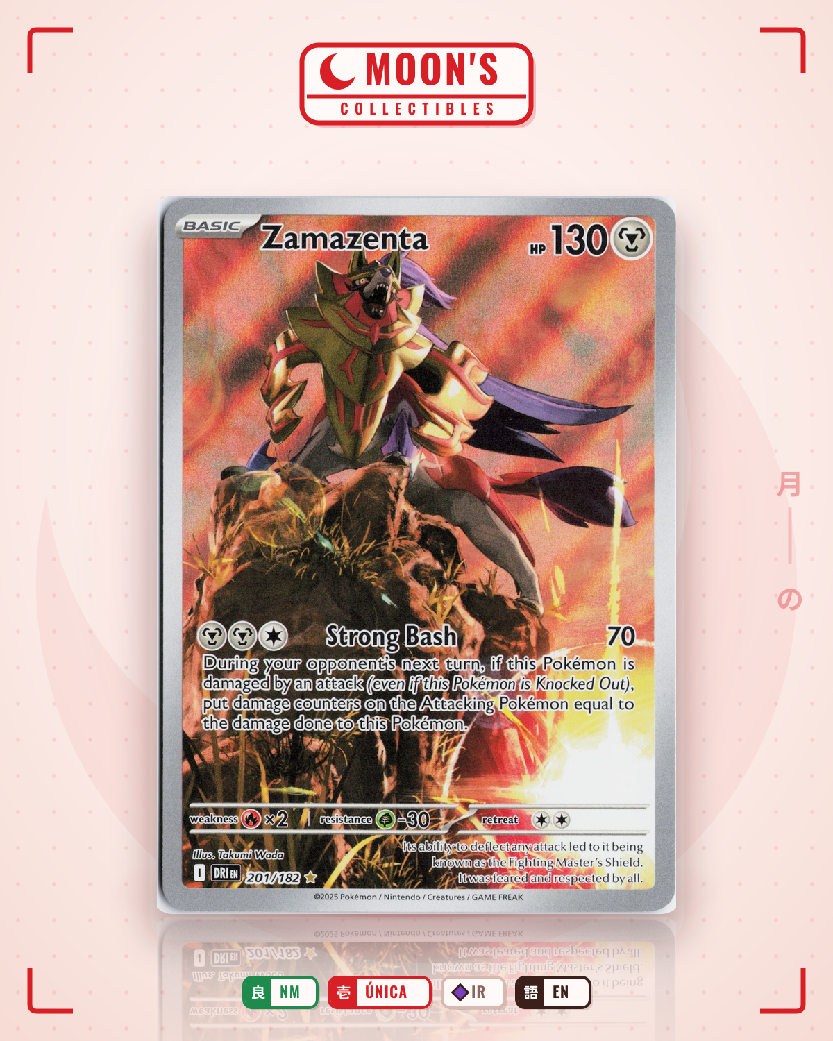Carta Pokémon Zamazenta · Destined Rivals #201/182 (NM) — pieza única en Moon's Collectibles México
