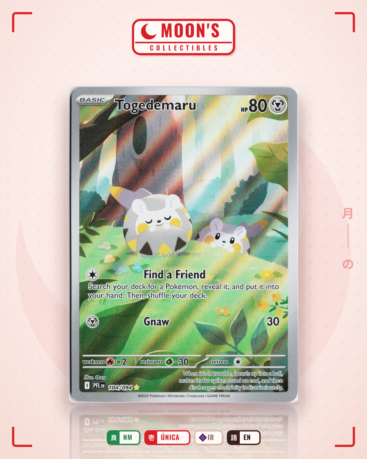Carta Pokémon Togedemaru · Phantasmal Flames #104/094 (NM) — pieza única en Moon's Collectibles México