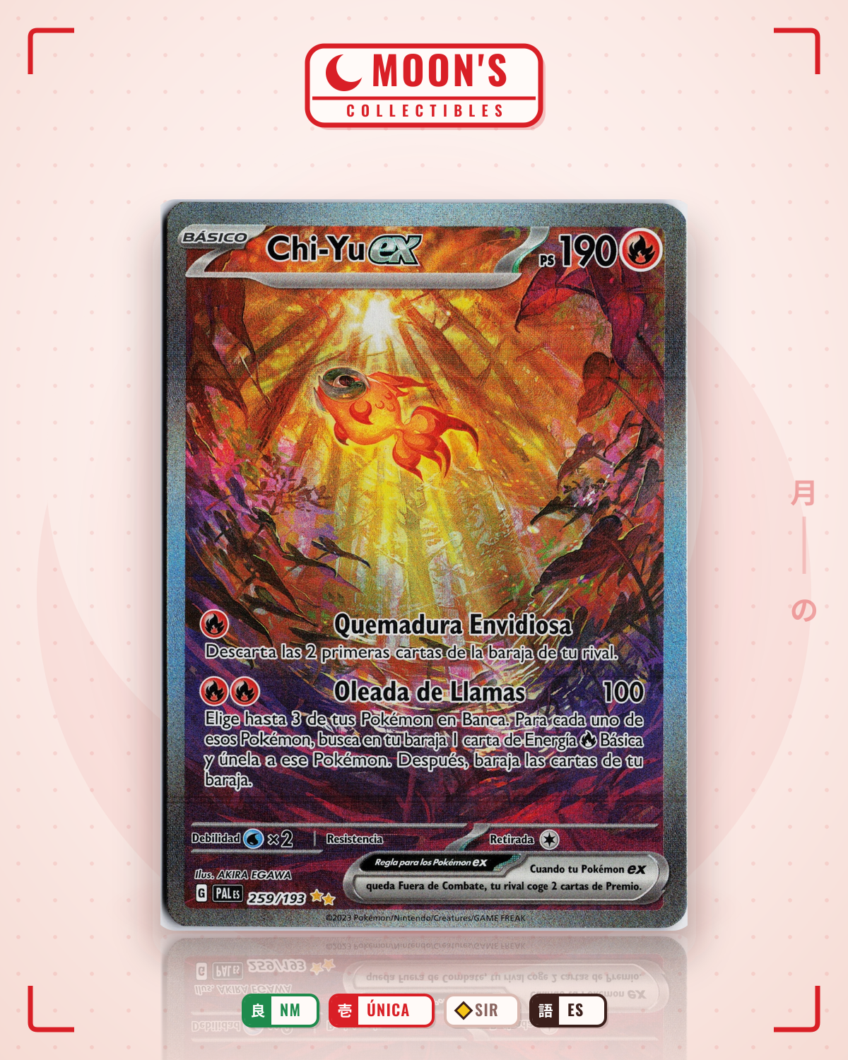Carta Pokémon Chi-Yu ex · Paldea Evolved #259/193 (NM) — pieza única en Moon's Collectibles México