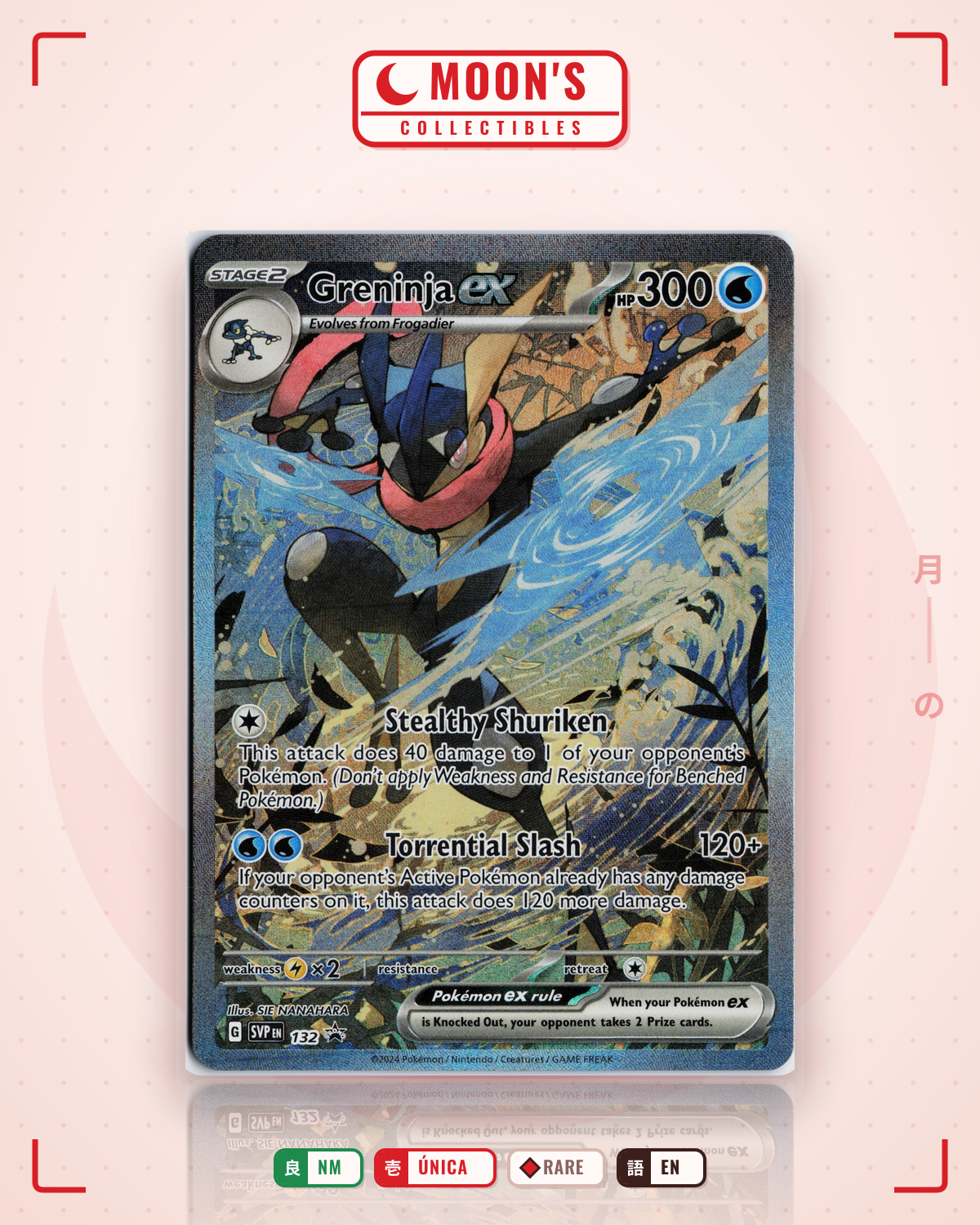 Carta Pokémon Greninja ex · Scarlet & Violet Black Star Promos #132 (NM) — pieza única en Moon's Collectibles México