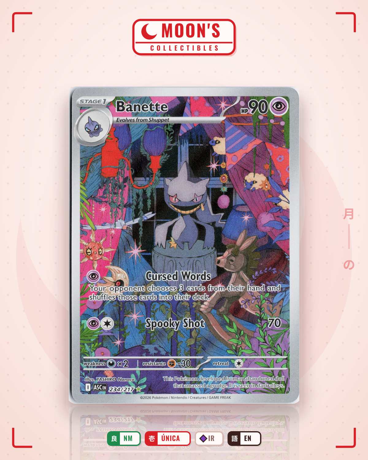 Carta Pokémon Banette · Ascended Heroes #234/217 (NM) — pieza única en Moon's Collectibles México