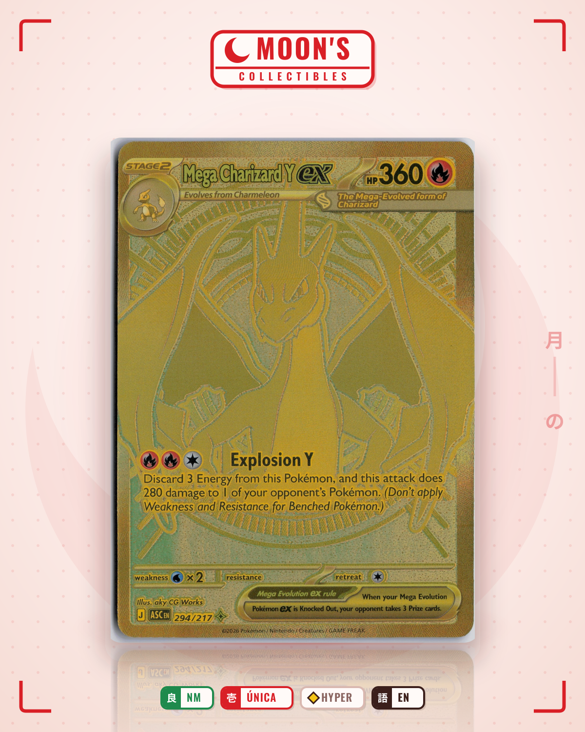 Carta Pokémon Mega Charizard Y ex · Ascended Heroes #294/217 (NM) — pieza única en Moon's Collectibles México