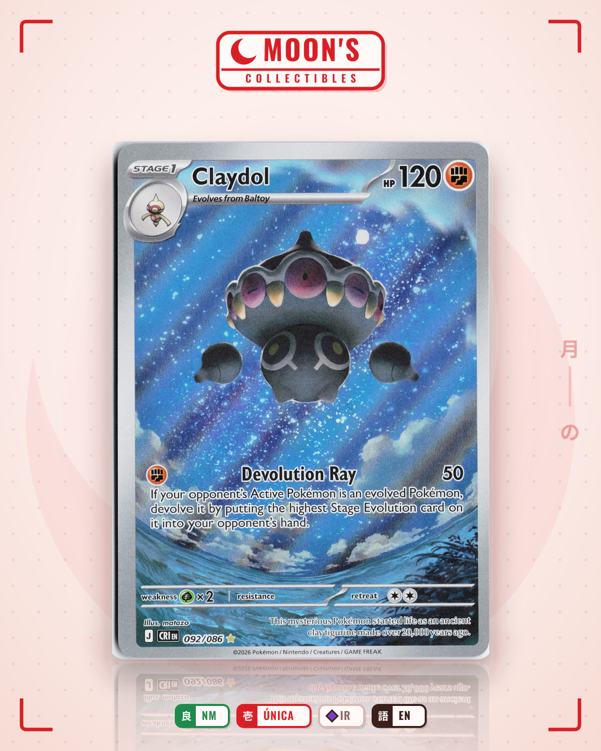 Carta Pokémon Claydol · Chaos Rising #092/086 (NM) — pieza única en Moon's Collectibles México