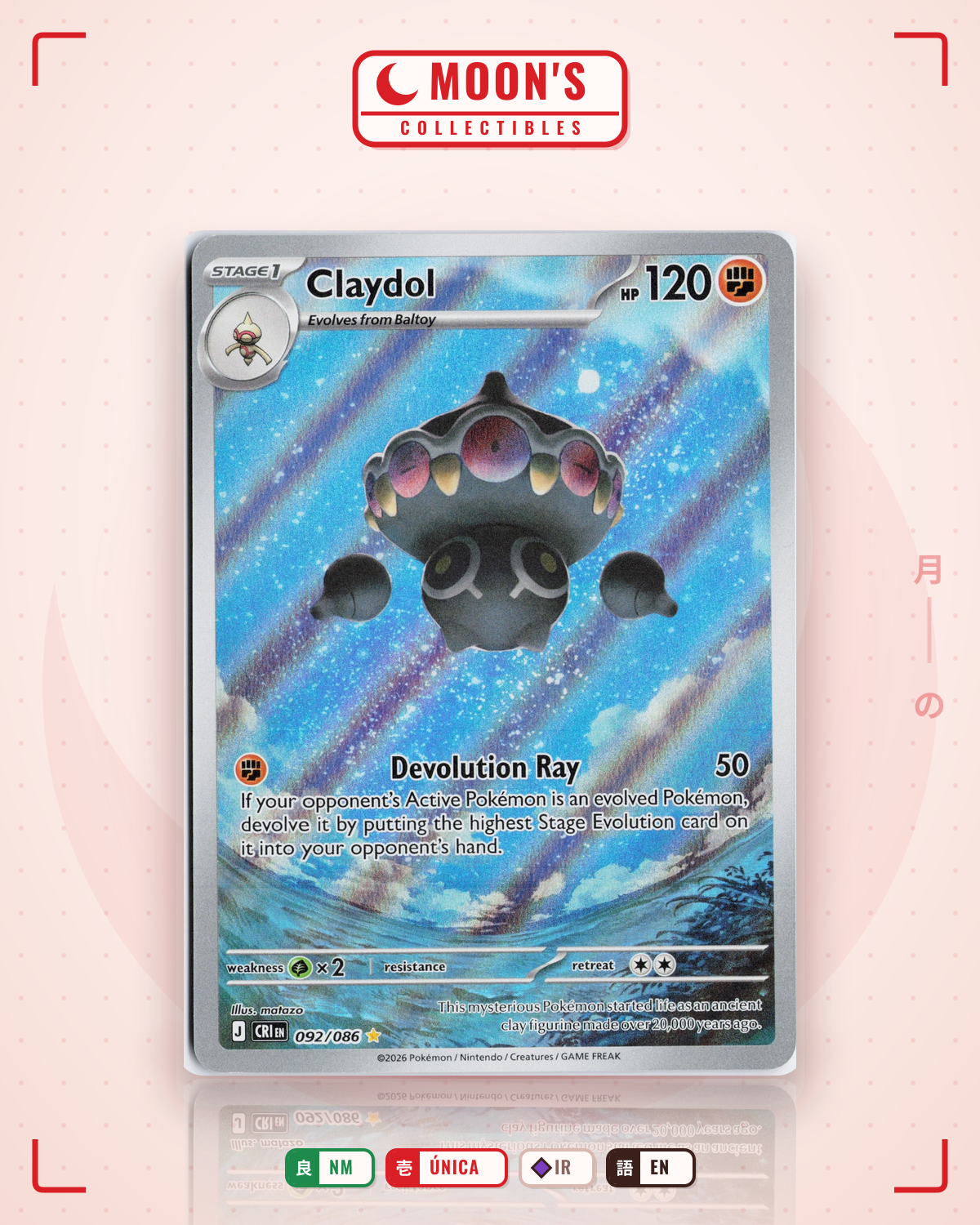 Carta Pokémon Claydol · Chaos Rising #092/086 (NM) — pieza única en Moon's Collectibles México