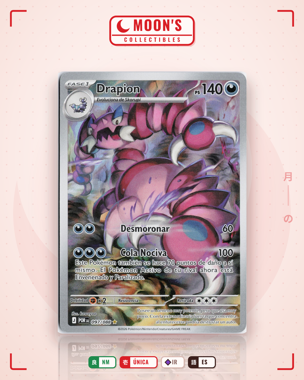 Carta Pokémon Drapion · Perfect Order #097/088 (NM) — pieza única en Moon's Collectibles México