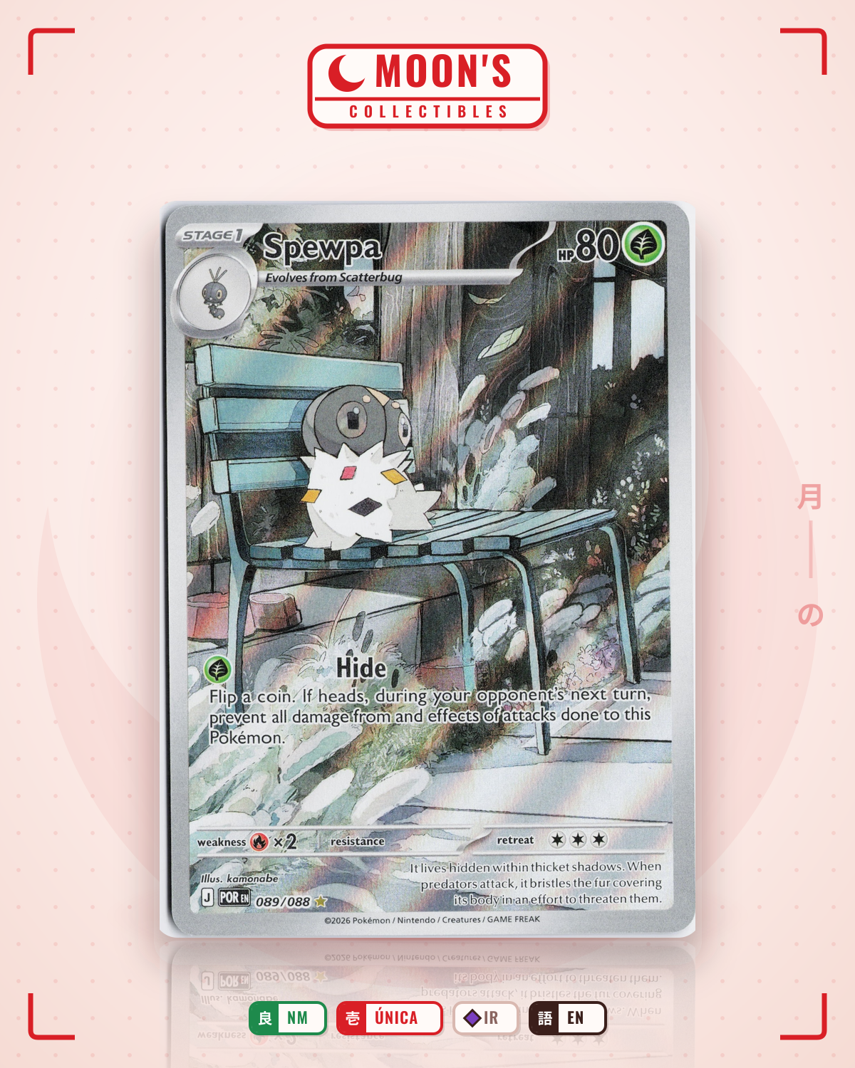 Carta Pokémon Spewpa · Perfect Order #089/088 (NM) — pieza única en Moon's Collectibles México