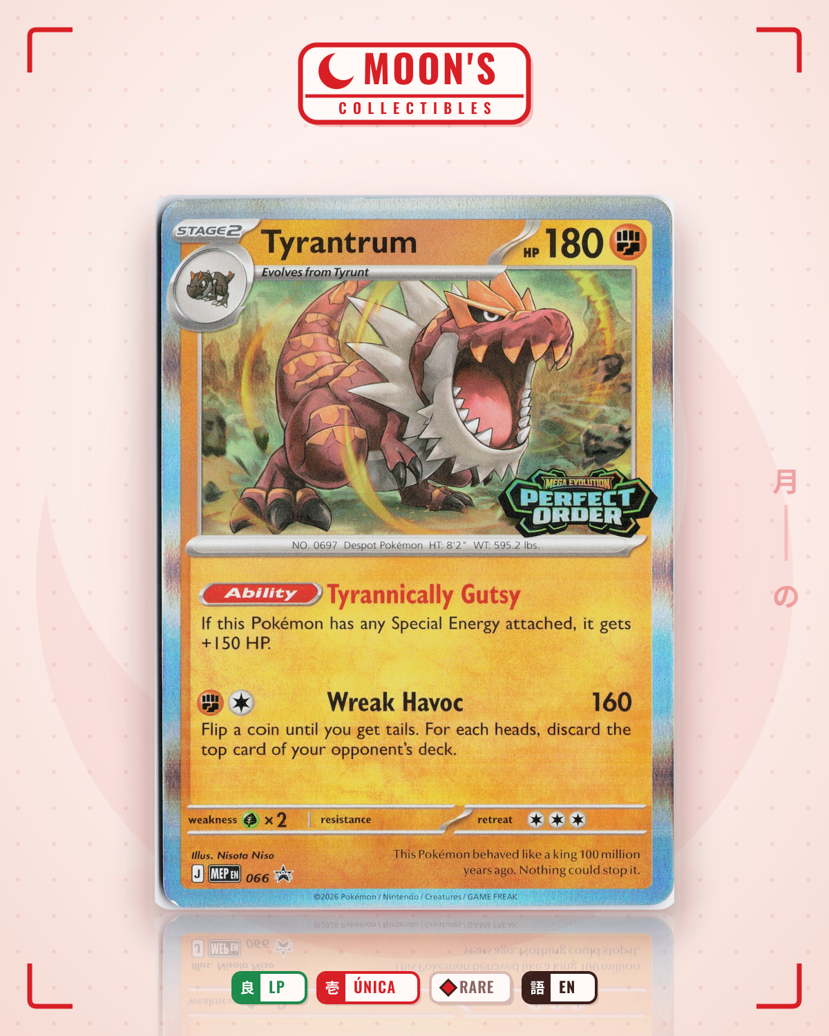 Carta Pokémon Tyrantrum · Mega Evolution Black Star Promos #066 (LP) — pieza única en Moon's Collectibles México