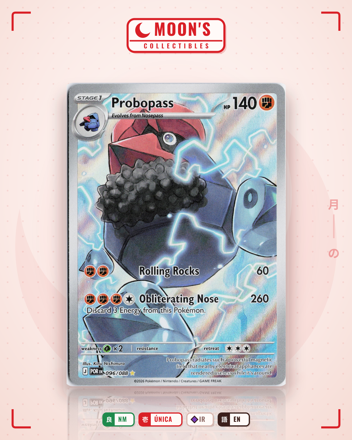 Carta Pokémon Probopass · Perfect Order #096/088 (NM) — pieza única en Moon's Collectibles México