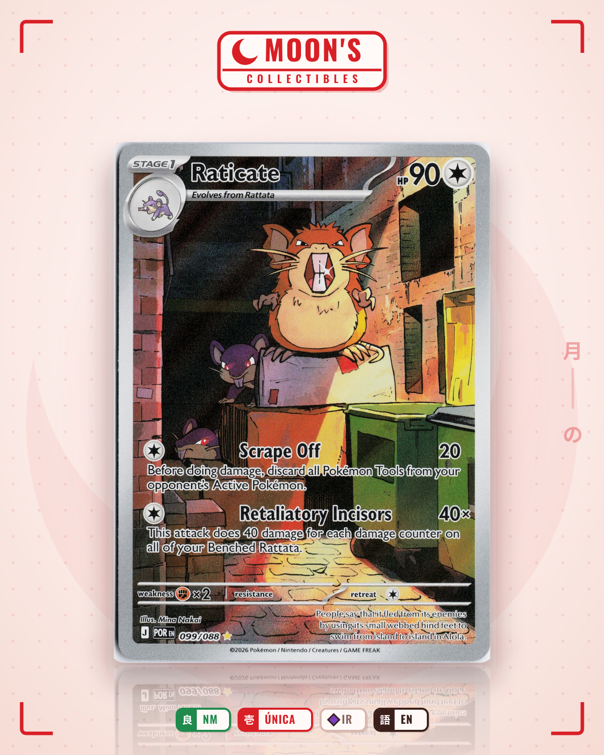 Carta Pokémon Raticate · Perfect Order #099/088 (NM) — pieza única en Moon's Collectibles México
