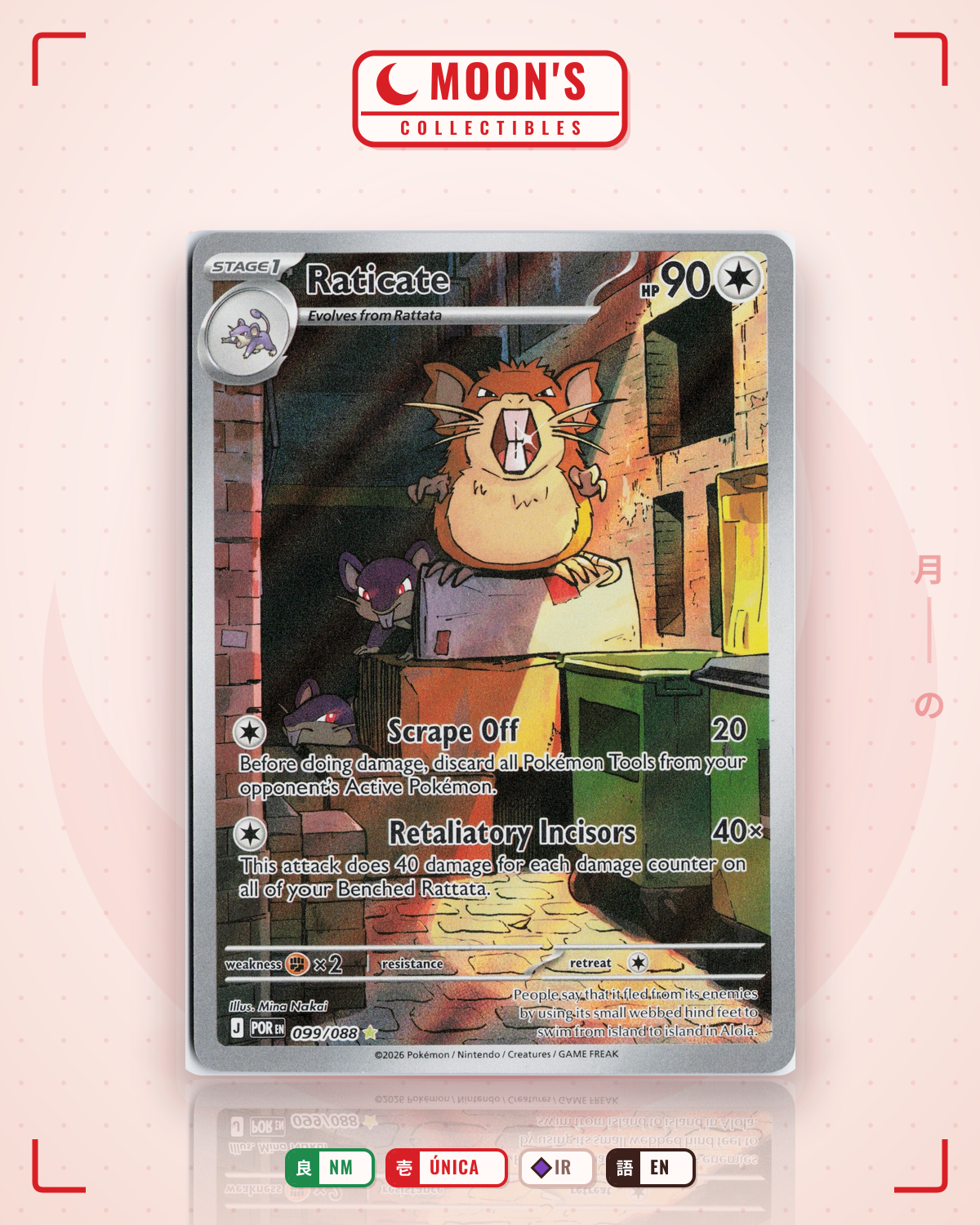 Carta Pokémon Raticate · Perfect Order #099/088 (NM) — pieza única en Moon's Collectibles México