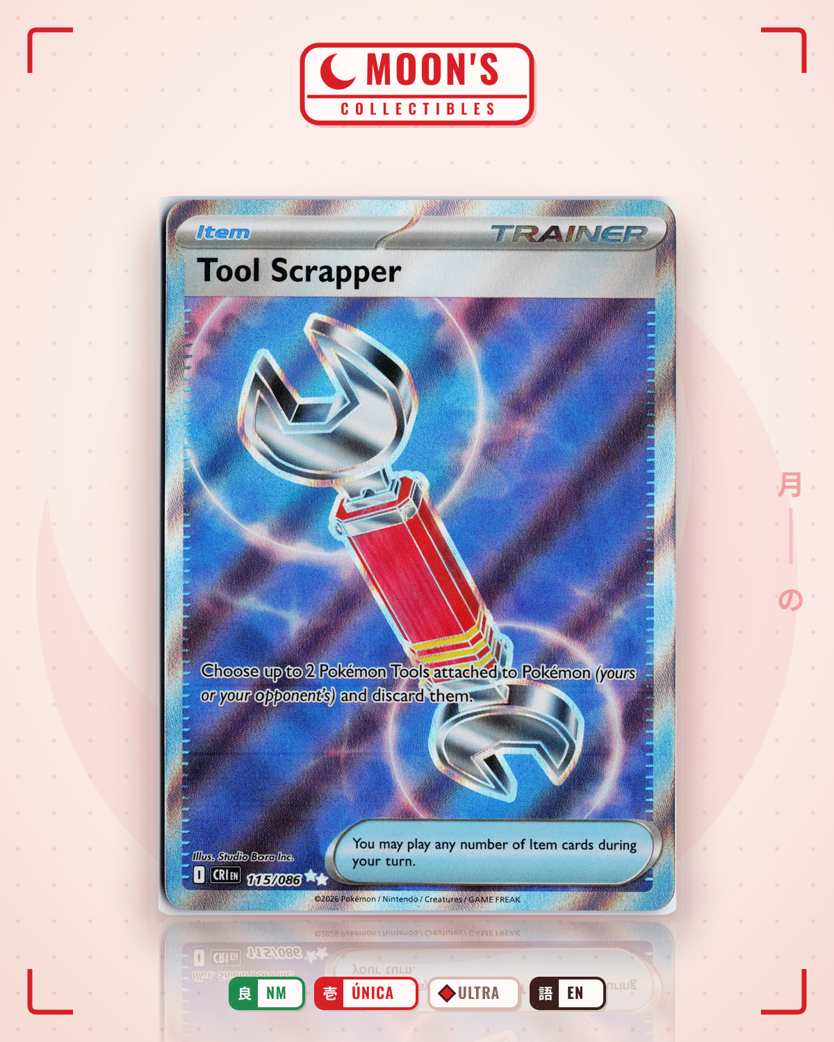 Carta Pokémon Tool Scrapper · Chaos Rising #115/086 (NM) — pieza única en Moon's Collectibles México