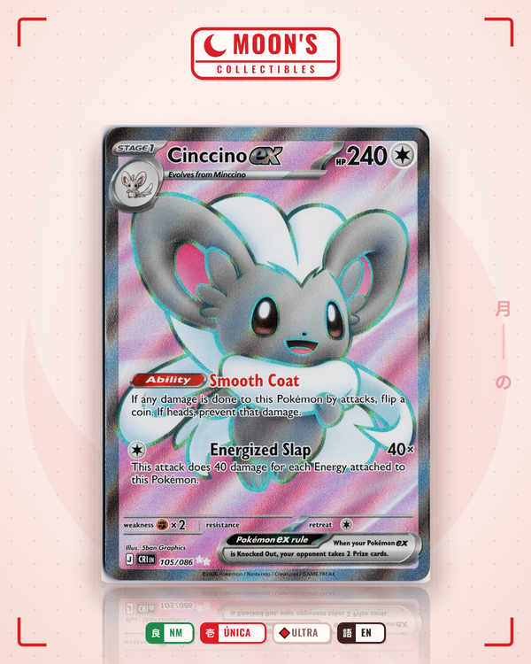 Carta Pokémon Cinccino ex · Chaos Rising #105/086 (NM) — pieza única en Moon's Collectibles México