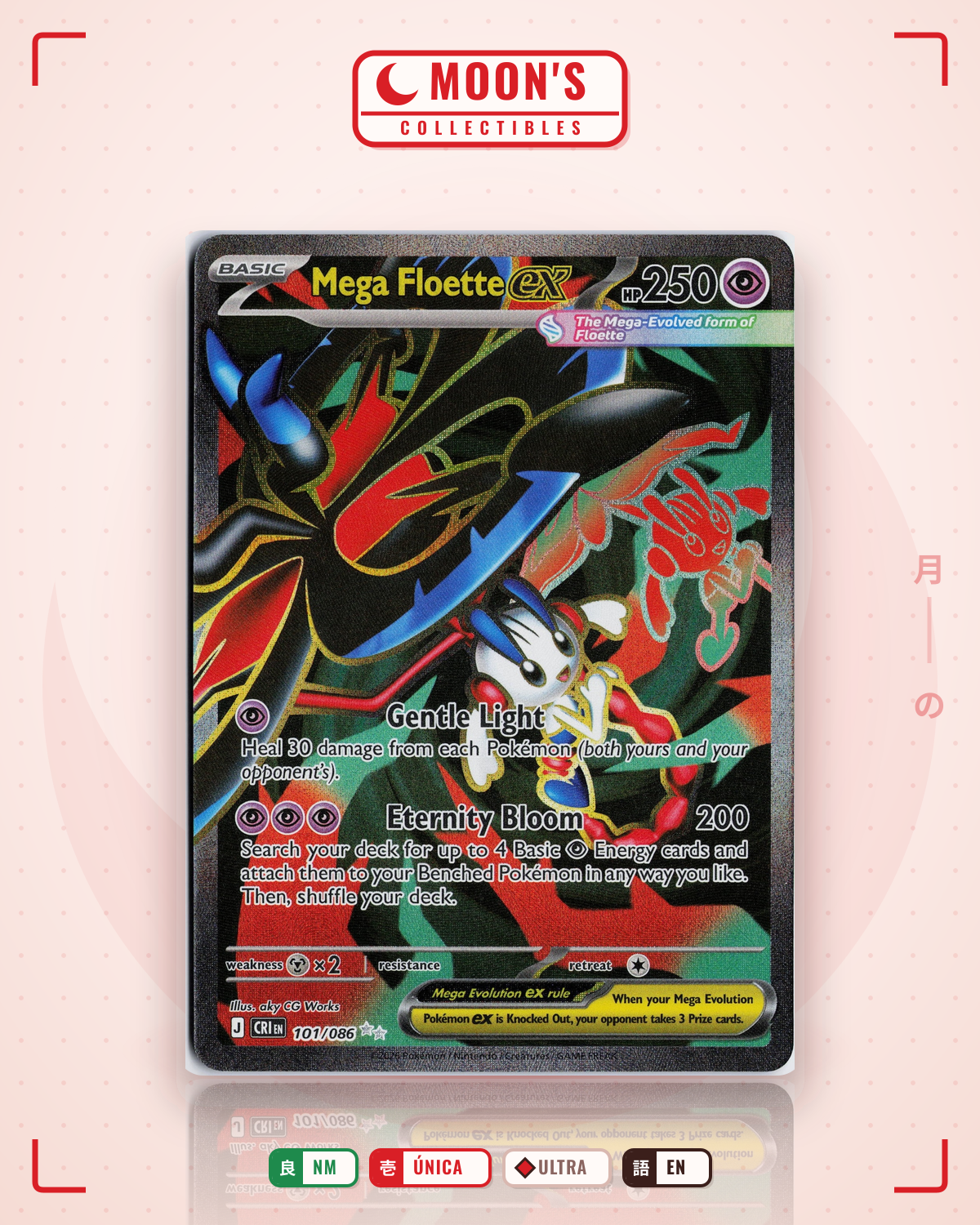 Carta Pokémon Mega Floette ex · Chaos Rising #101/086 (NM) — pieza única en Moon's Collectibles México