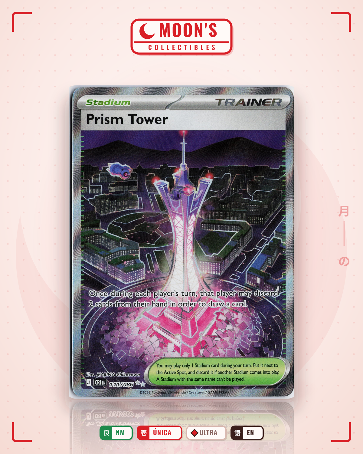 Carta Pokémon Prism Tower · Chaos Rising #111/086 (NM) — pieza única en Moon's Collectibles México